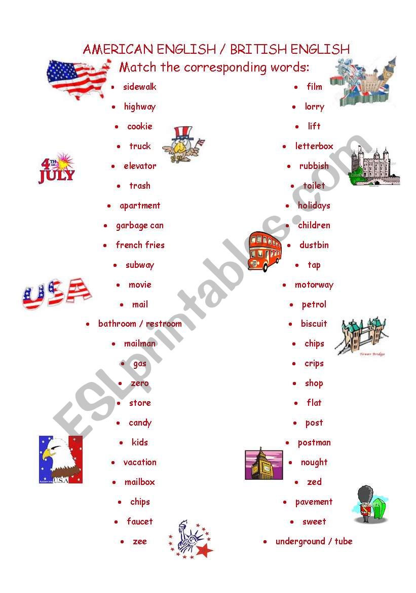 AMERICAN ENGLISH / BRITISH ENGLISH