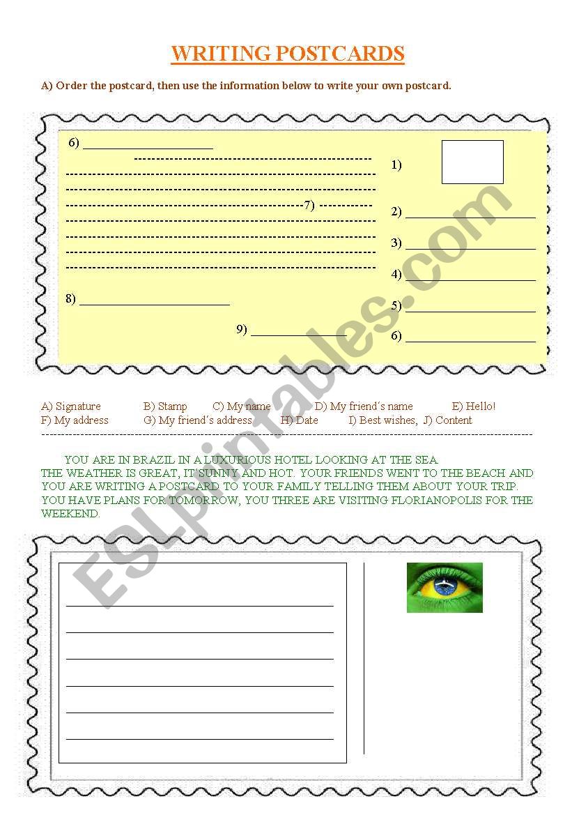 POSTCARD worksheet