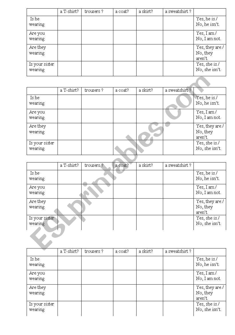 a game on Present Continuous worksheet