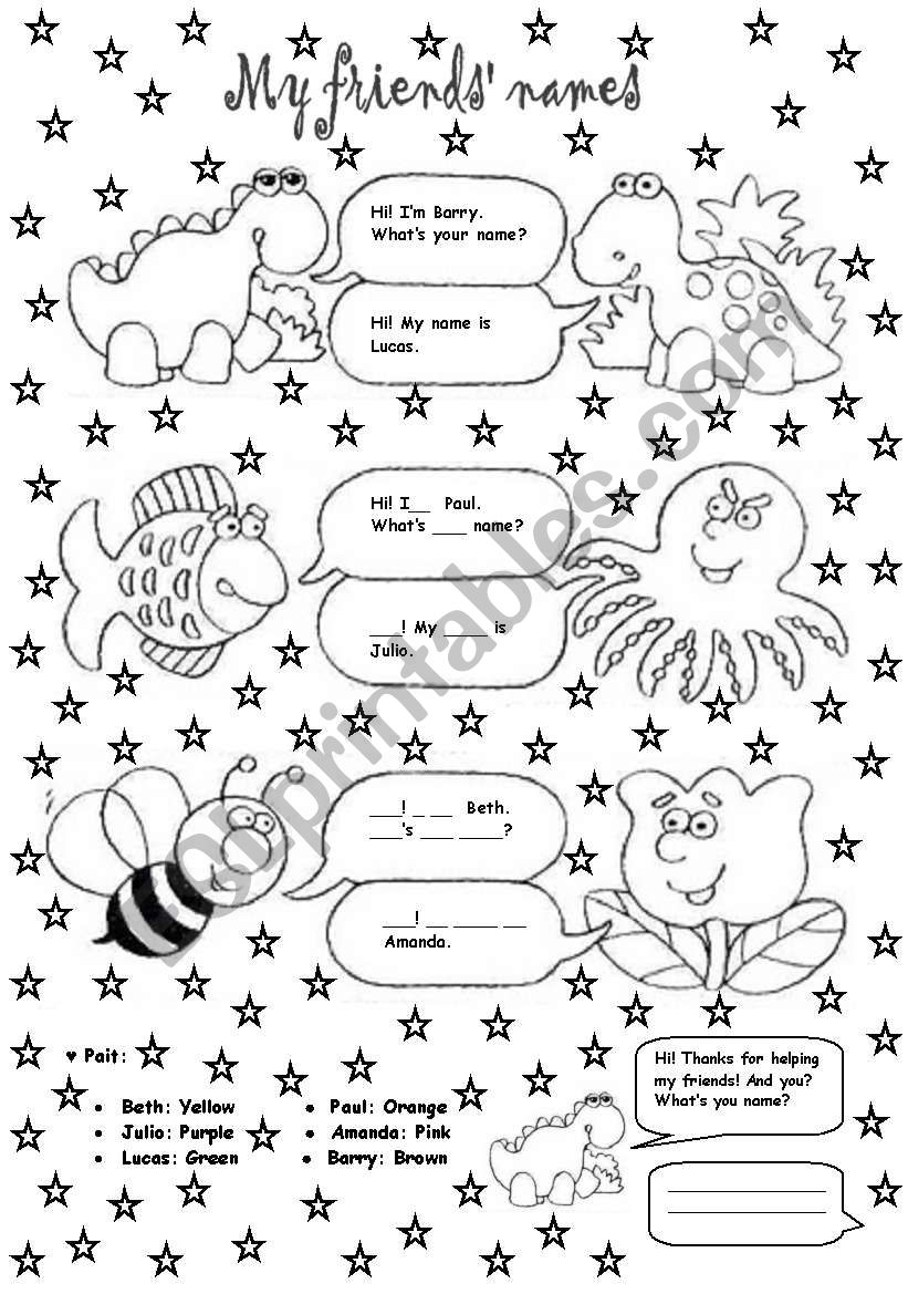 whats your name? worksheet