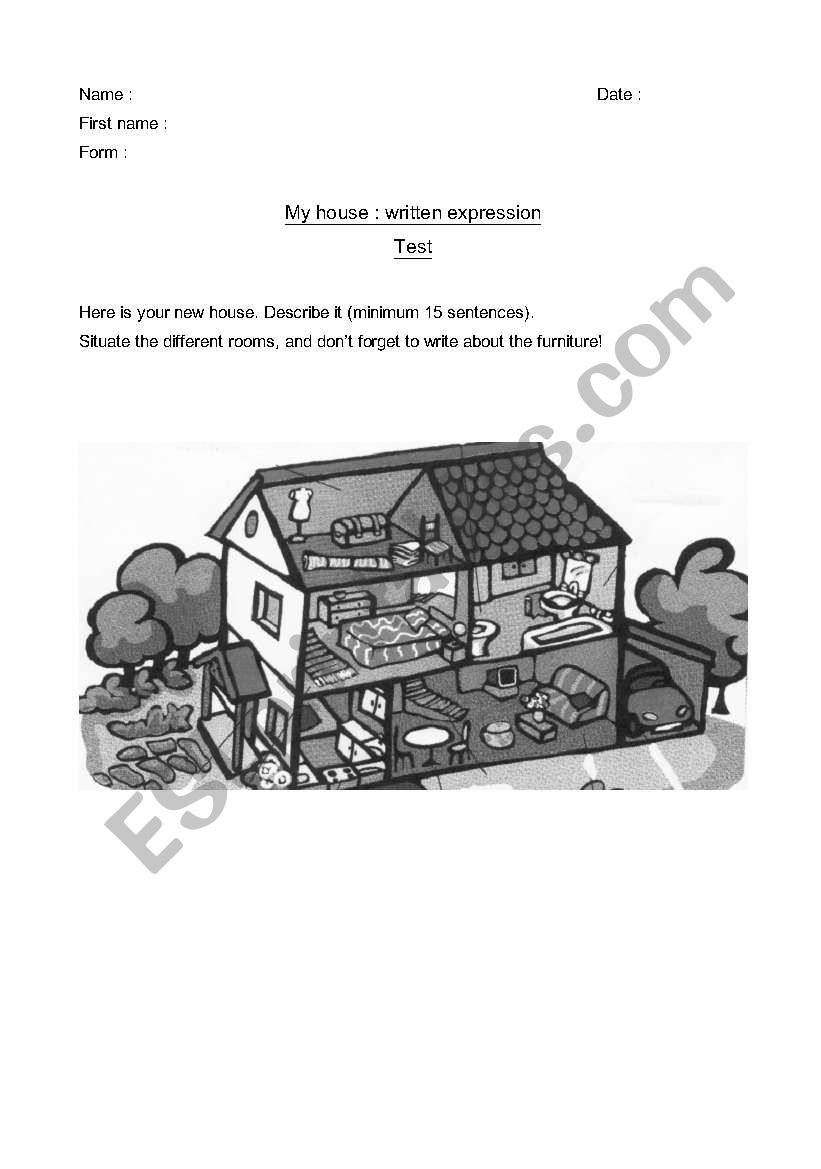 the house written expression worksheet