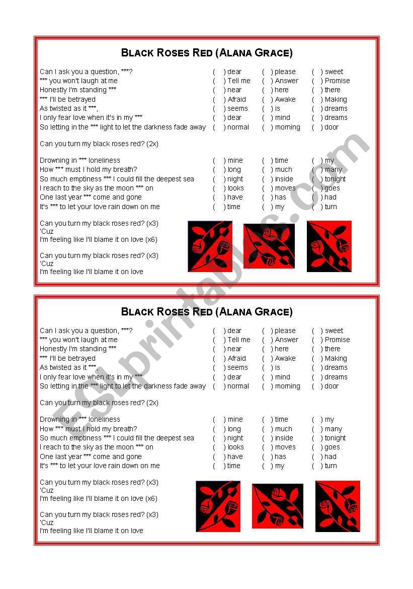 Song Activity - Black Roses Red - Alana Grace