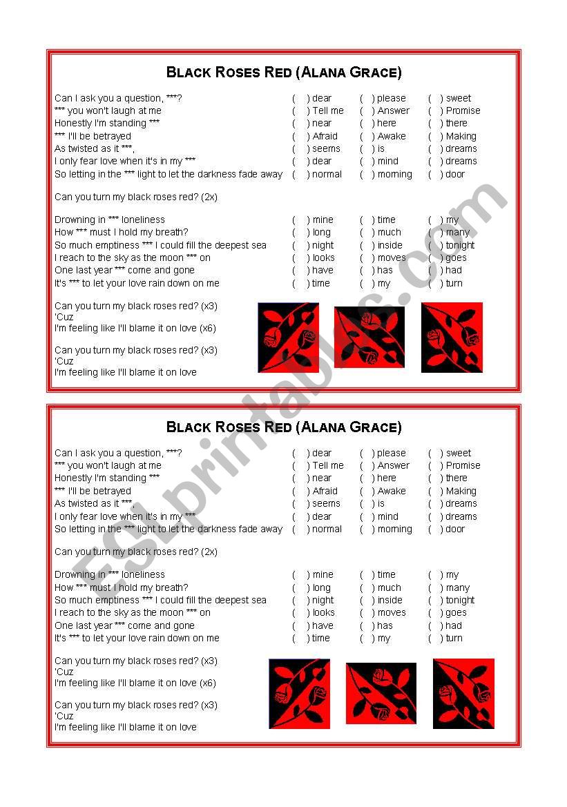 Song Activity - Black Roses Red - Alana Grace