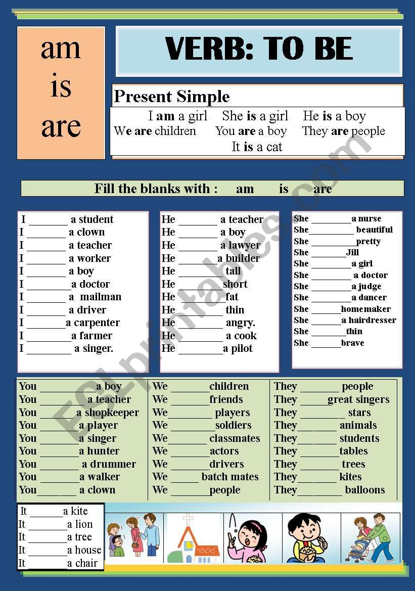 TO BE : PRESENT SIMPLE worksheet