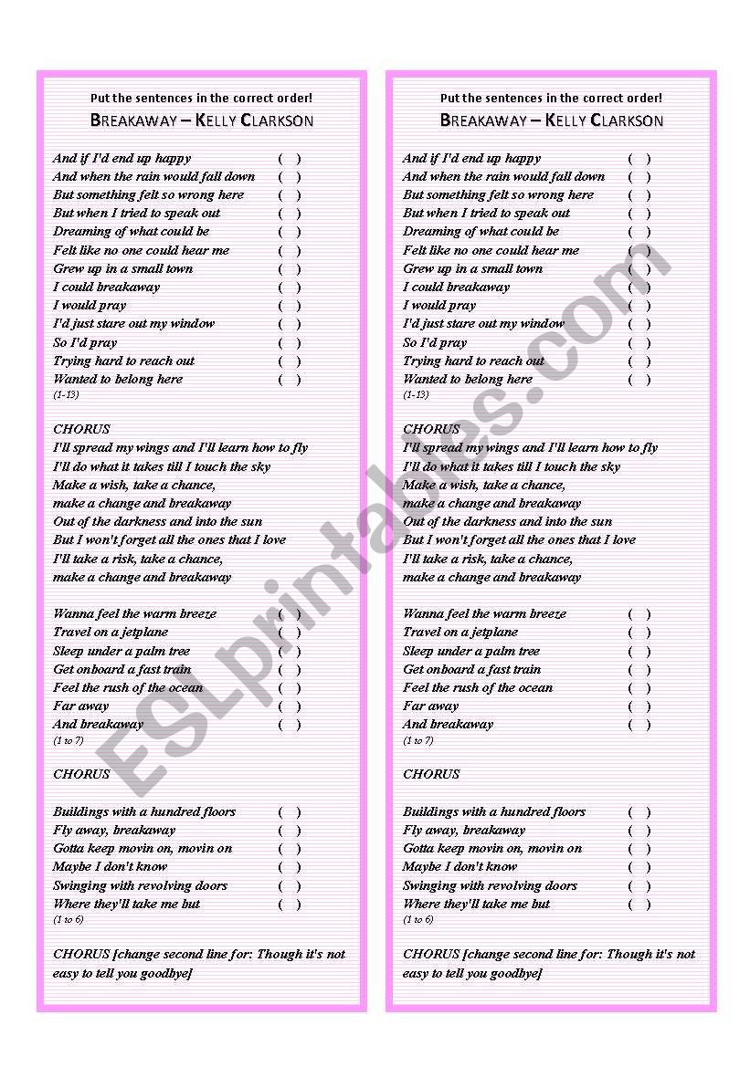 Song Activity - Breakaway - Kelly Clarkson