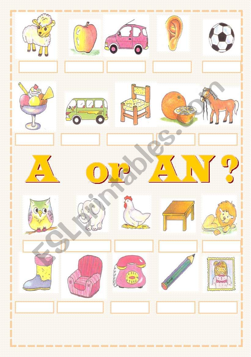 A or AN ? worksheet