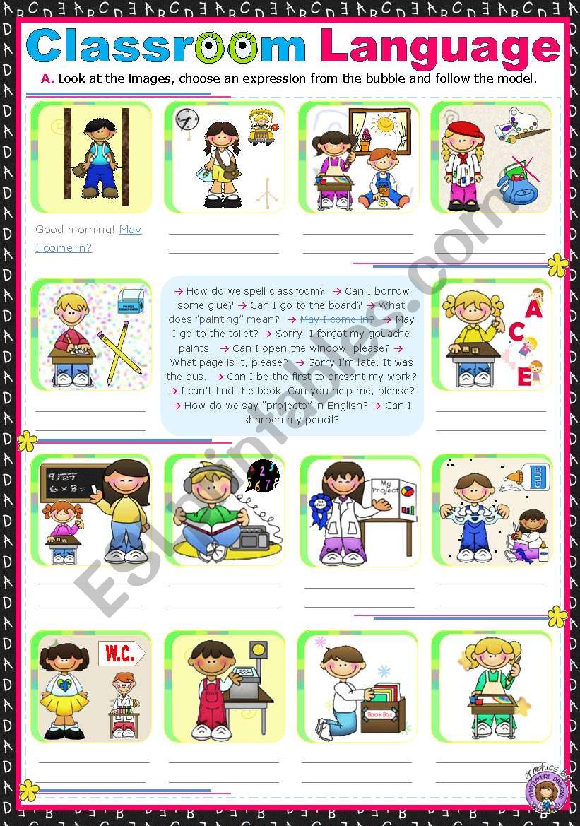 Classroom Language worksheet