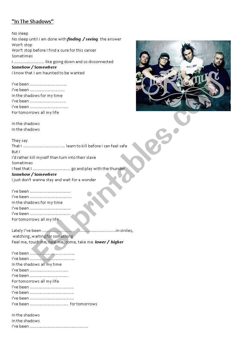 in the shadows worksheet