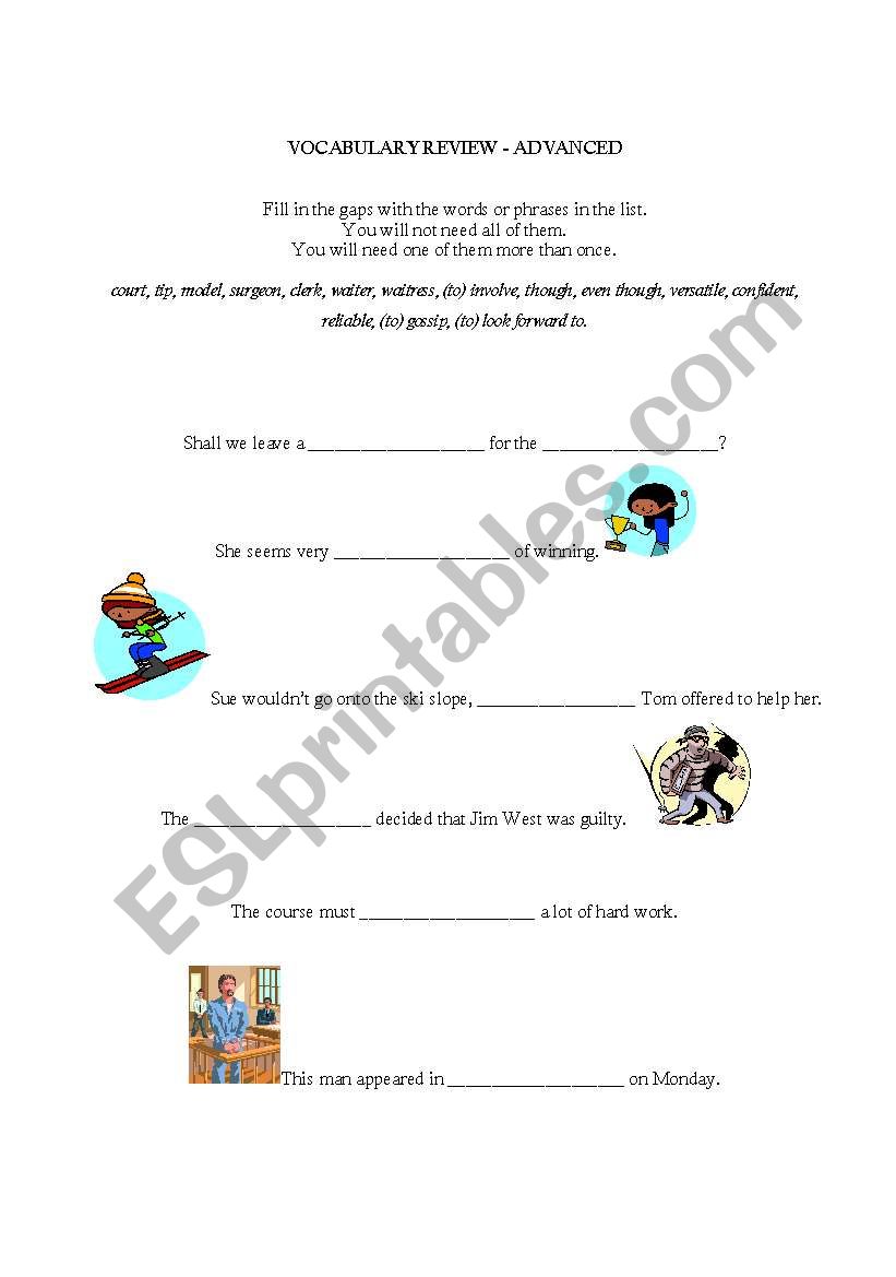 Vocabulary Review worksheet
