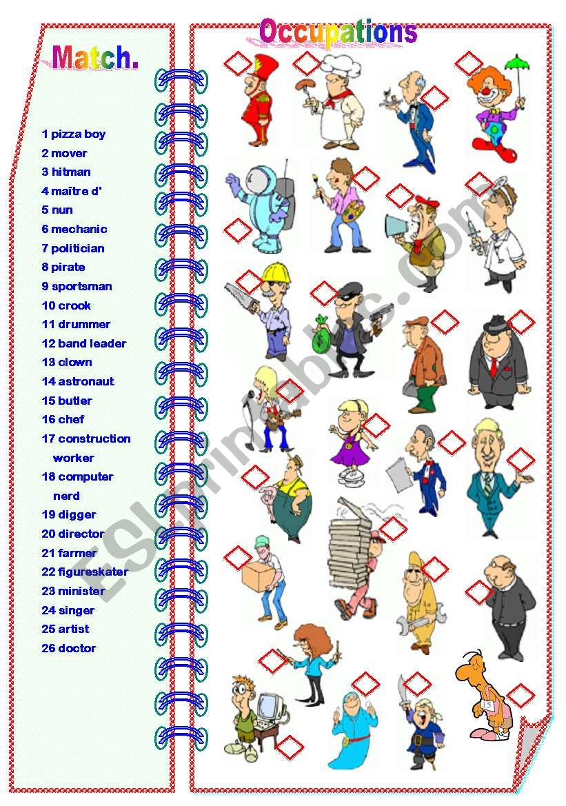 Occupations Part 1 of 2 - Matching activity **fully editable