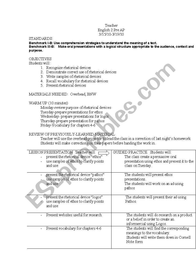 Pre-Ap worksheet