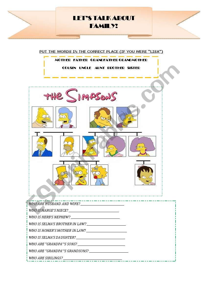 FAMILY worksheet