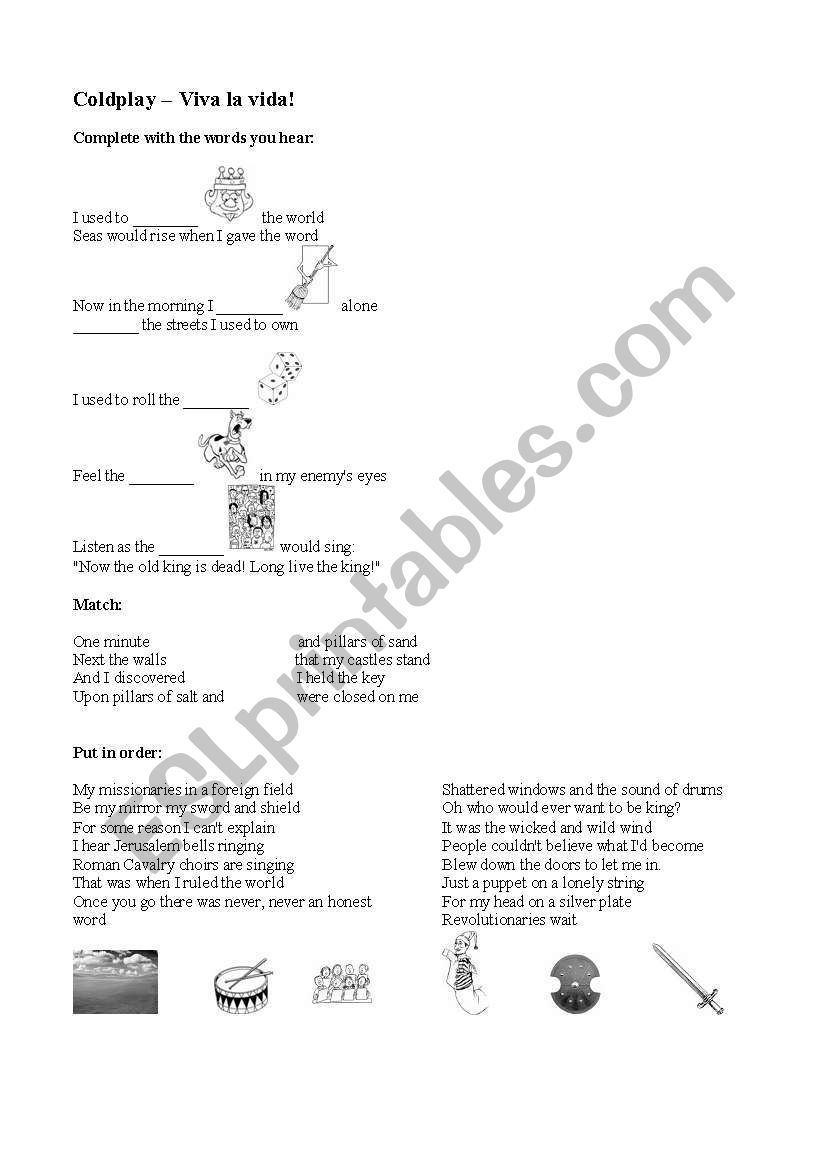 Coldplay - Viva la Vida worksheet