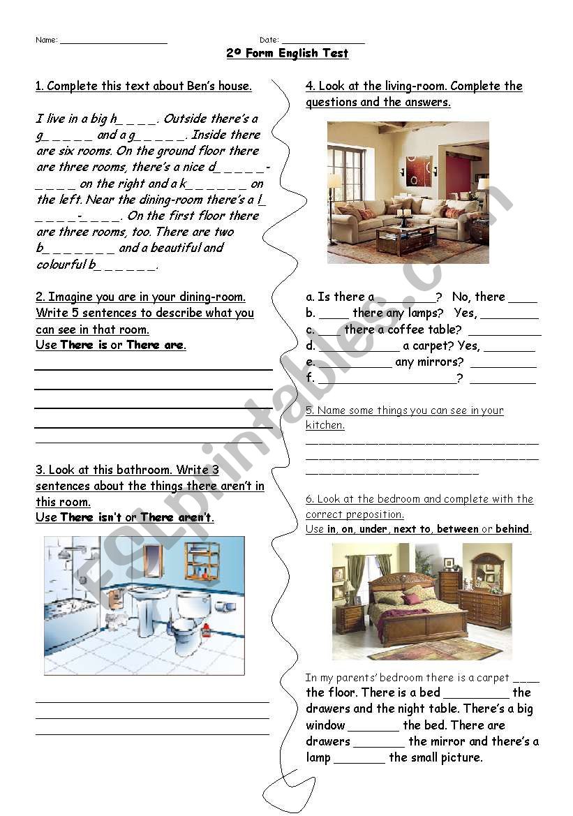 The House Test worksheet