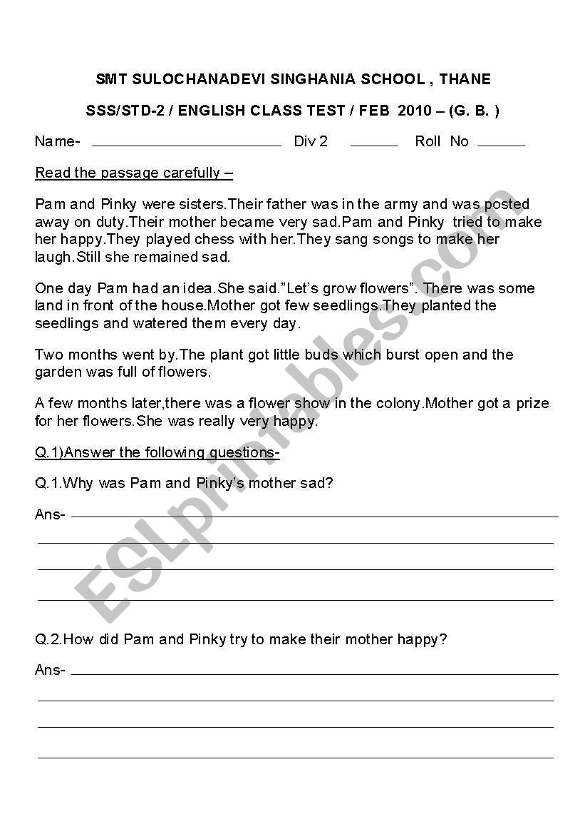 ENGLISH WORKSHEET BASED ON GRAMMER