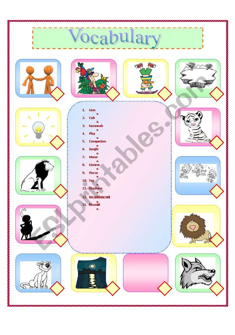 Kadiki the Lion Cub worksheet