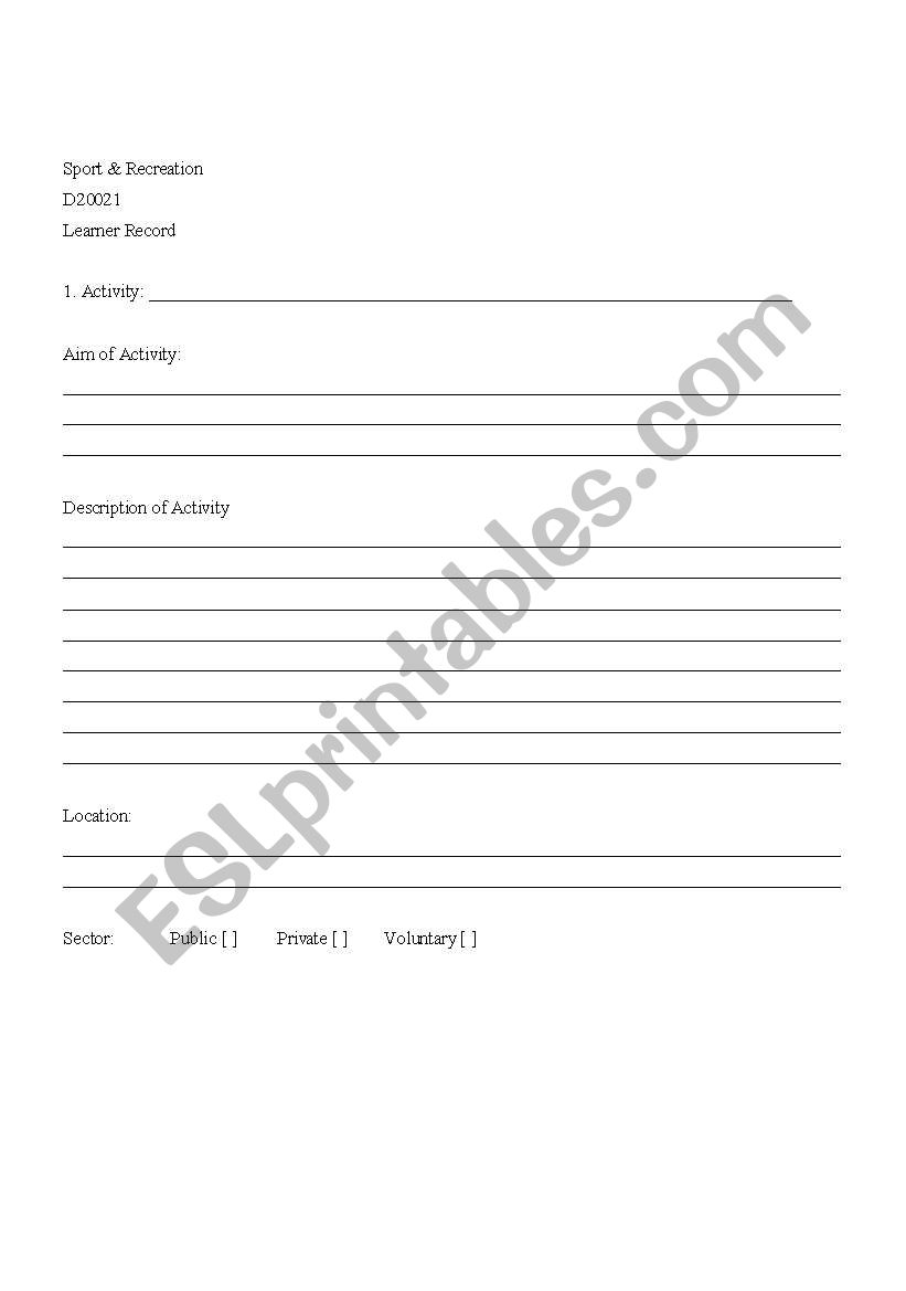 Learner Journal worksheet