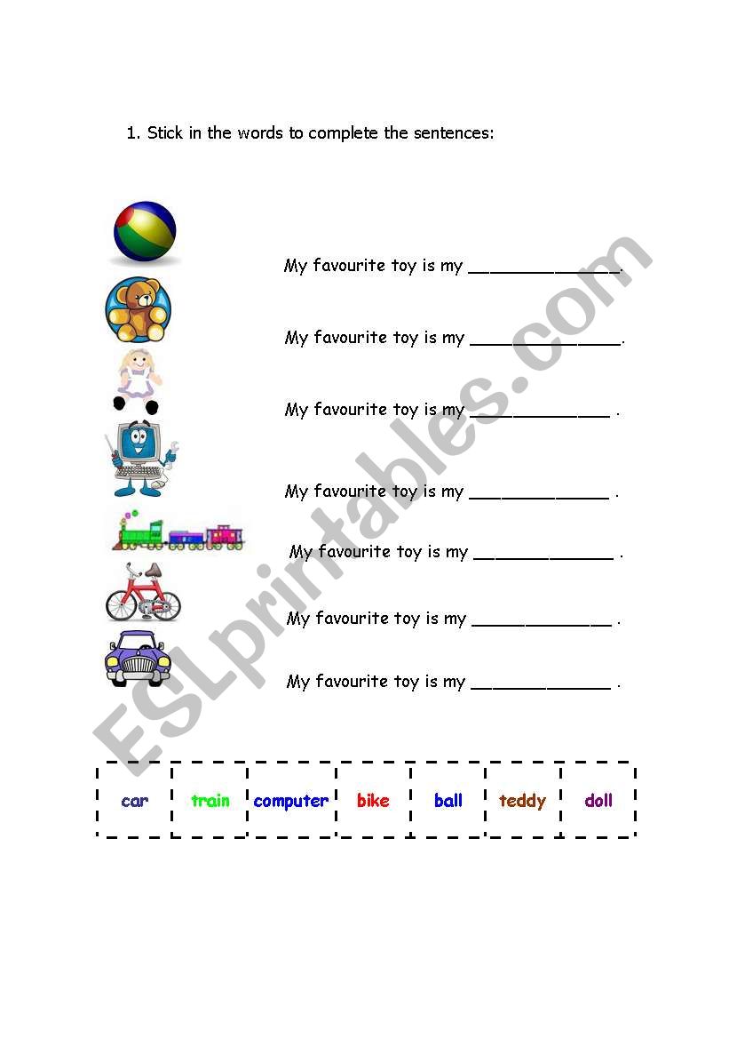 TOYS worksheet