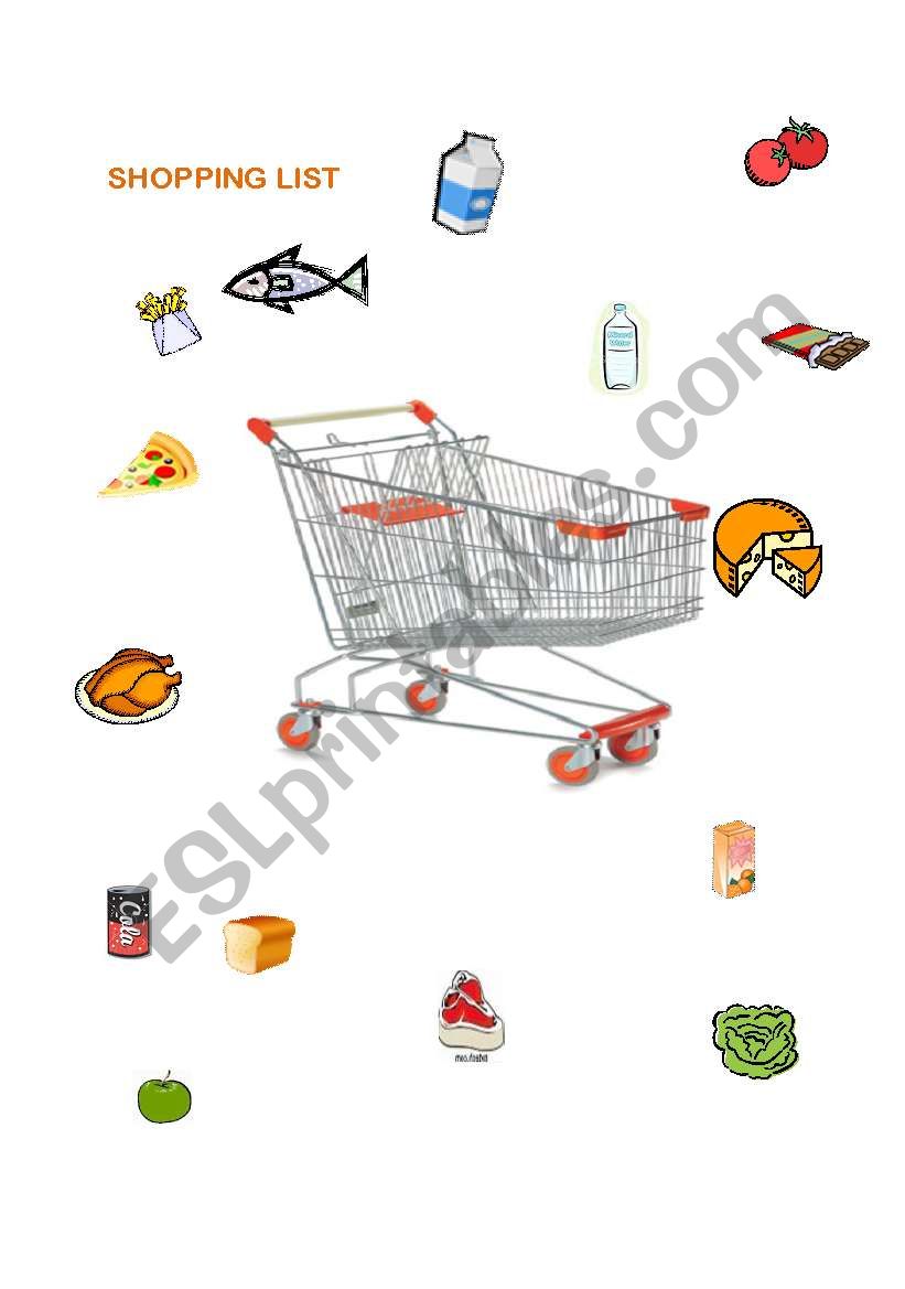 Shopping list worksheet