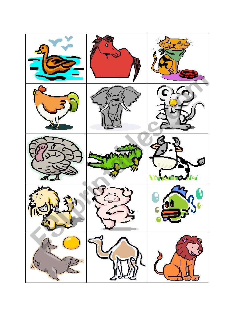 animal memory game worksheet