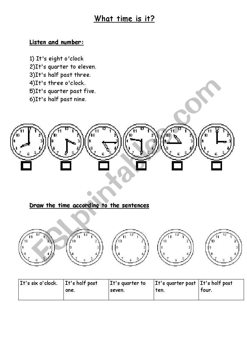 what time is it? worksheet