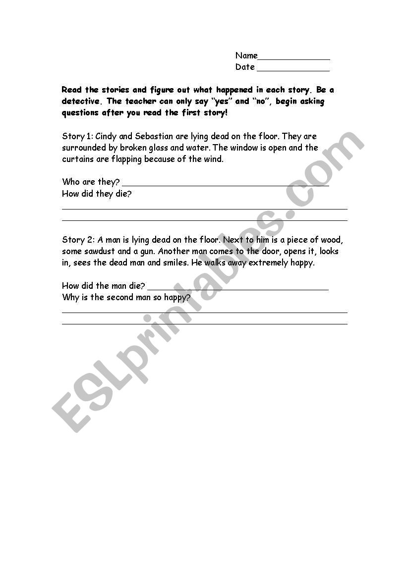 Mystery Riddles worksheet