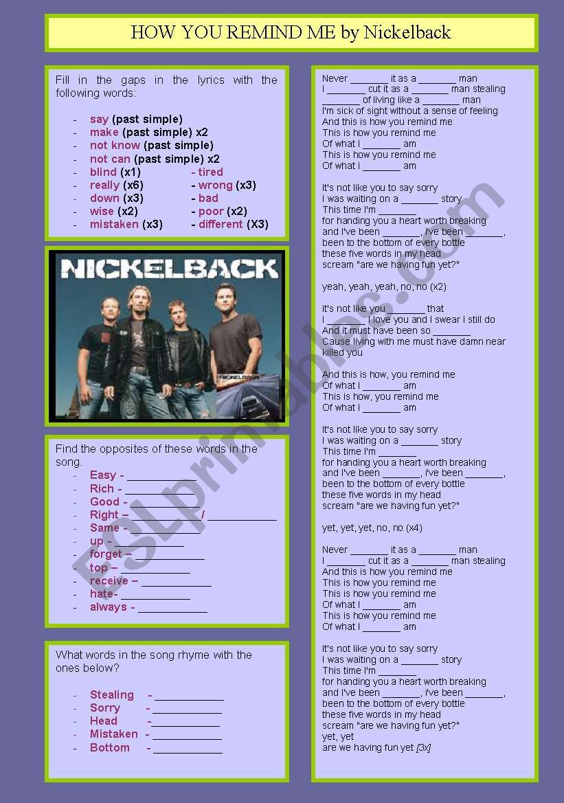 How you remind me by Nickelback