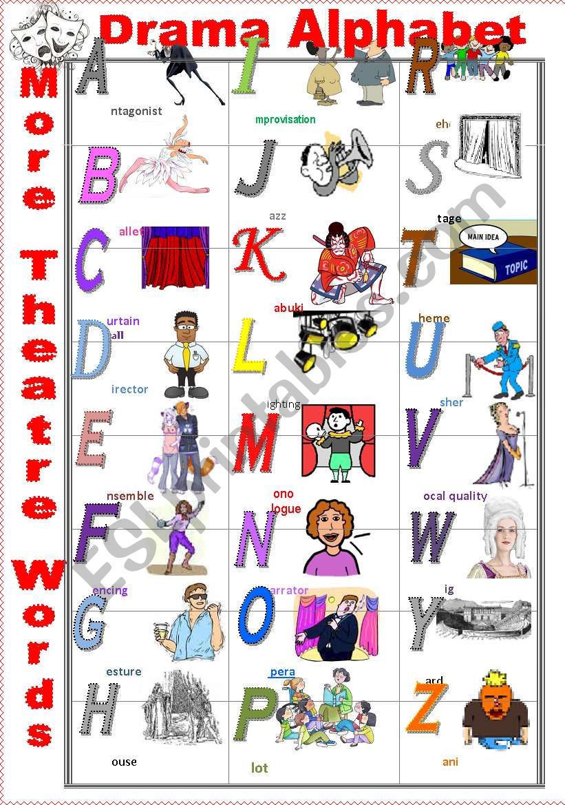 Drama Alphabet worksheet