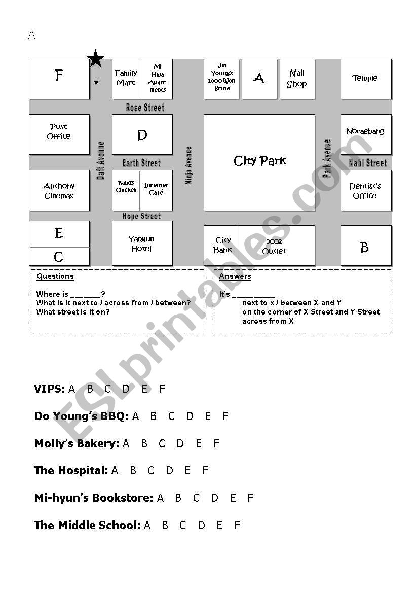 Directions Infogap worksheet