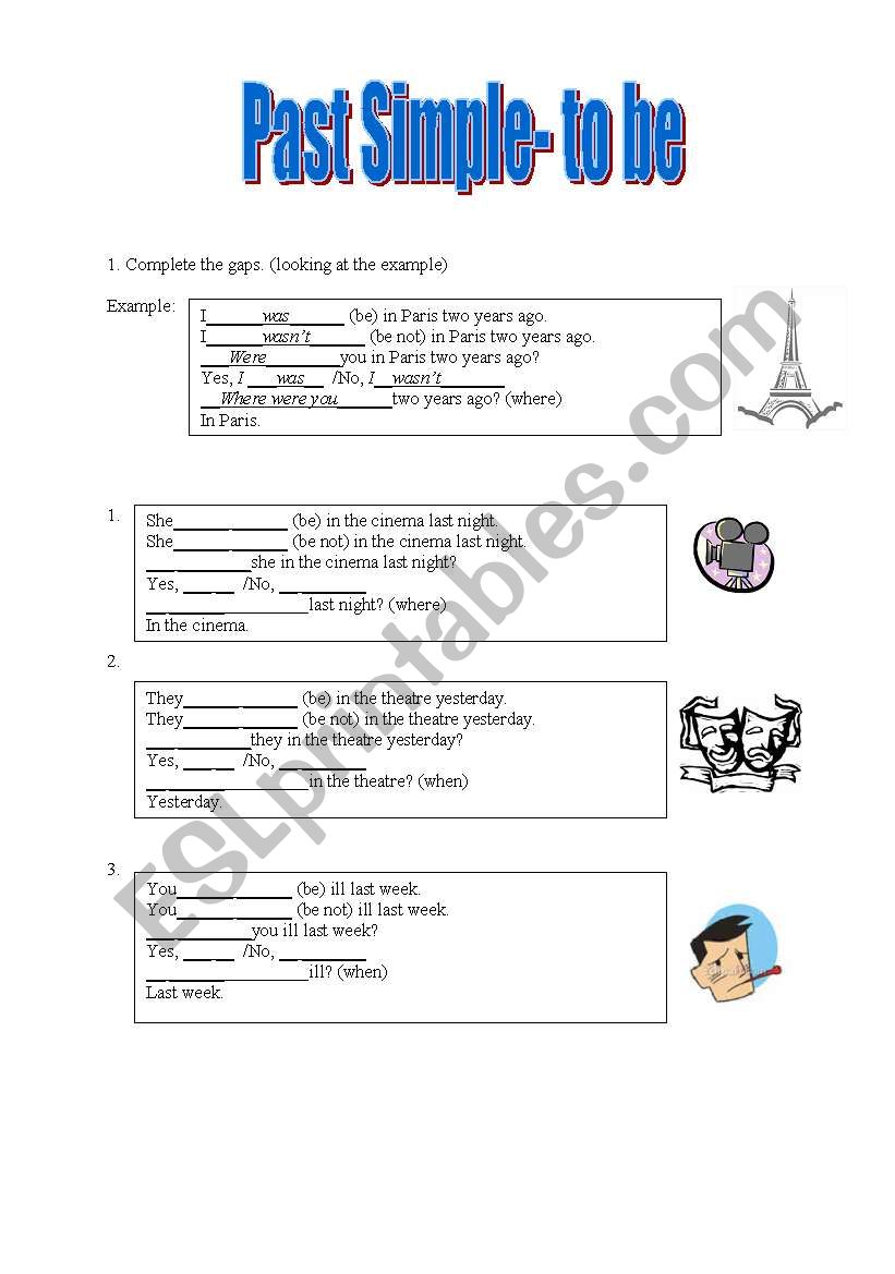 Past Simple to be- exercises worksheet