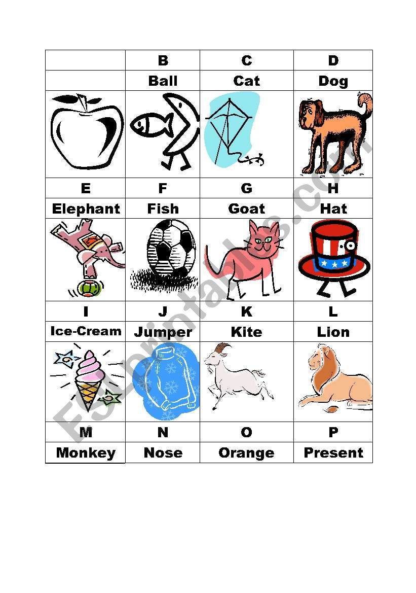 Alphabet Vocabulary Flashcards-Part 1
