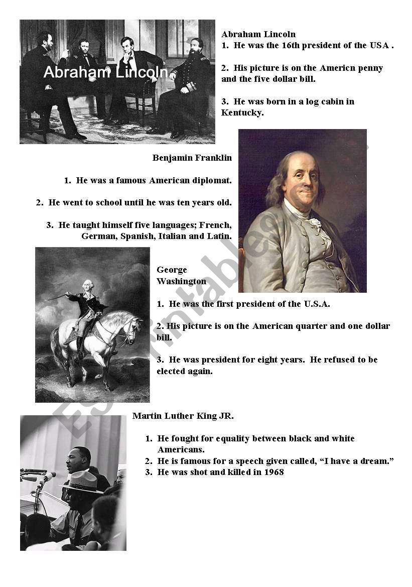 Famous Americans worksheet