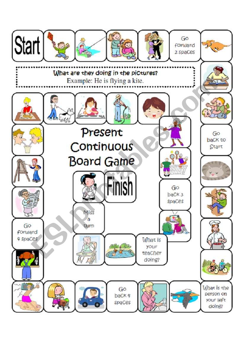 Present Continuous Boardgame worksheet