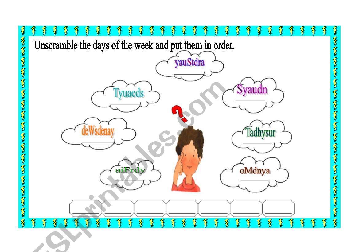 days of the week worksheet