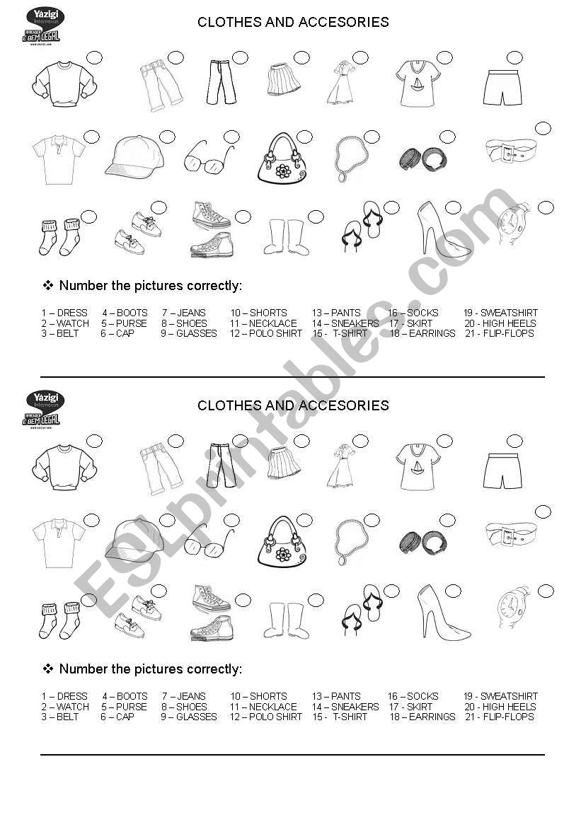 Clothes worksheet