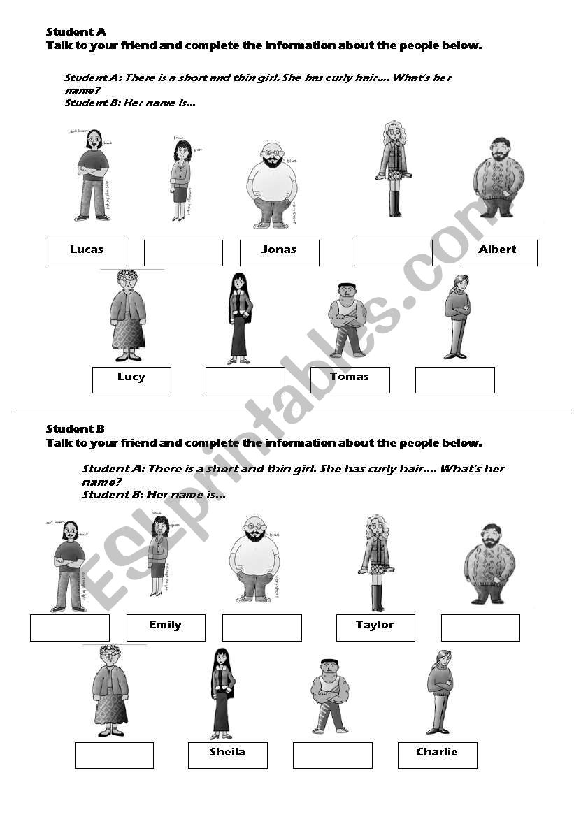 Describing People worksheet