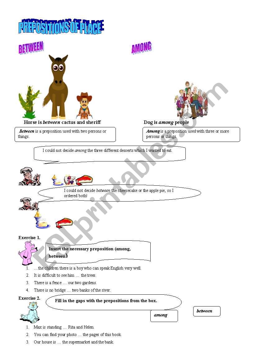 PREPOSITIONS OF PLACE worksheet