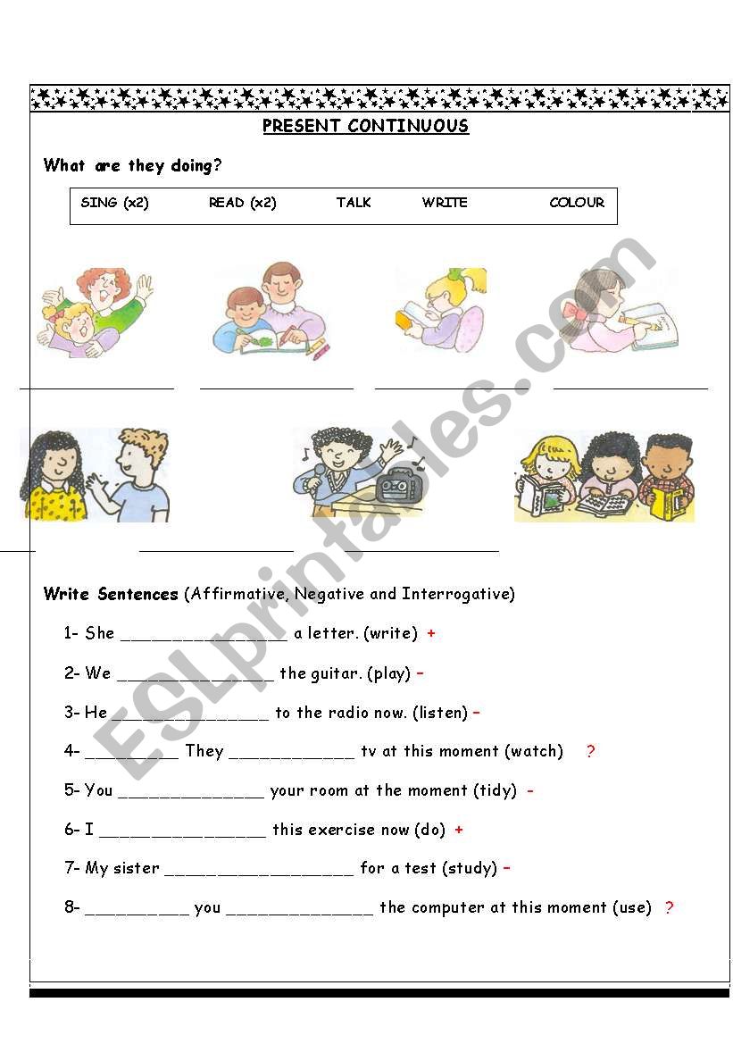 PRESENT CONTINUOUS worksheet