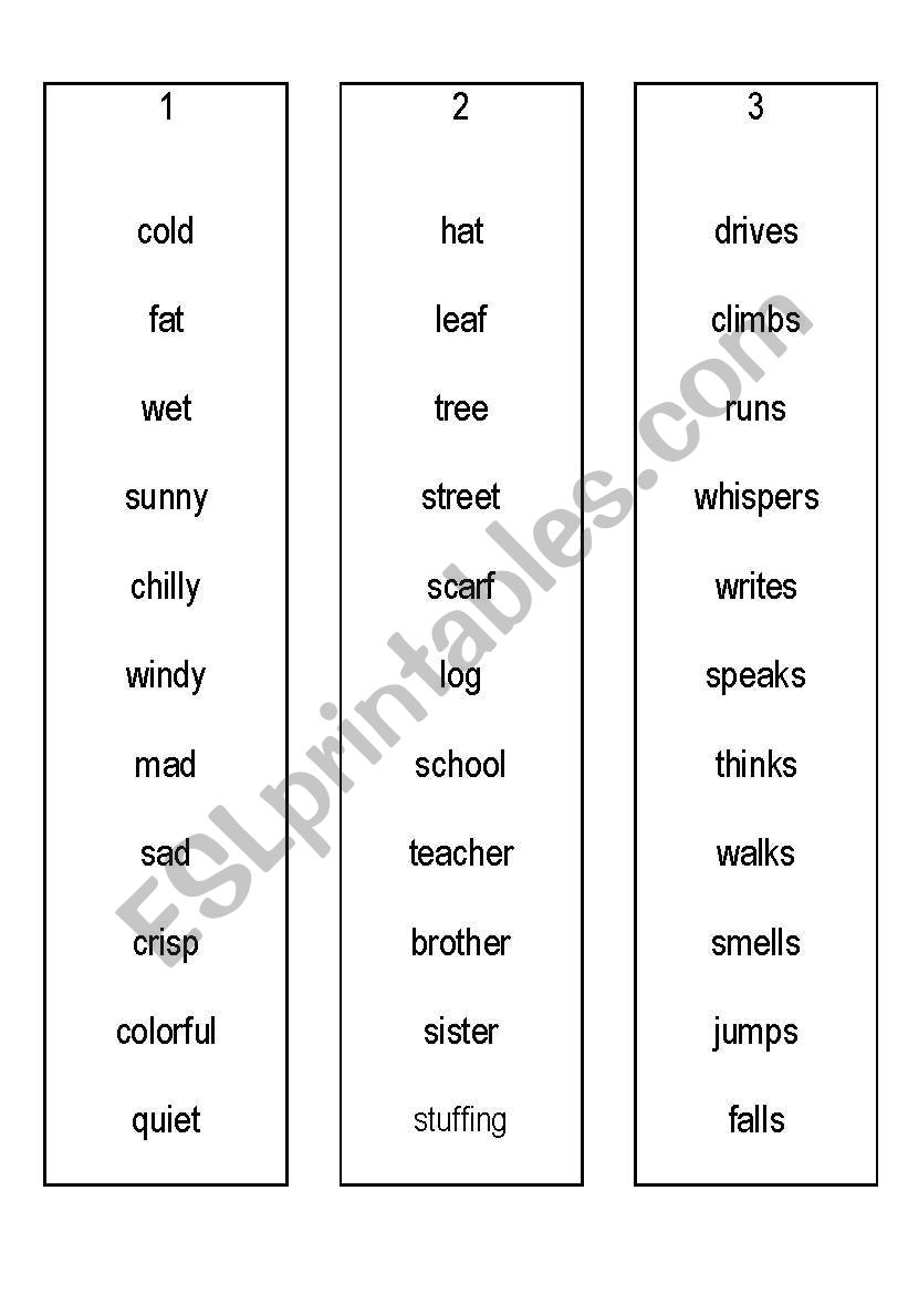 Silly sentences Autumn worksheet