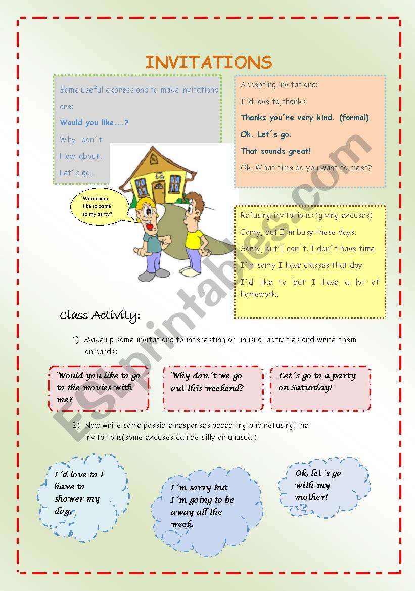 Invitations worksheet