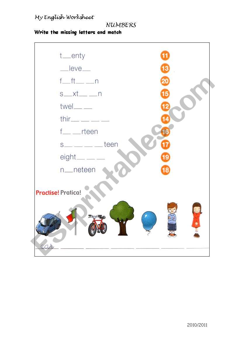 Numbers worksheet