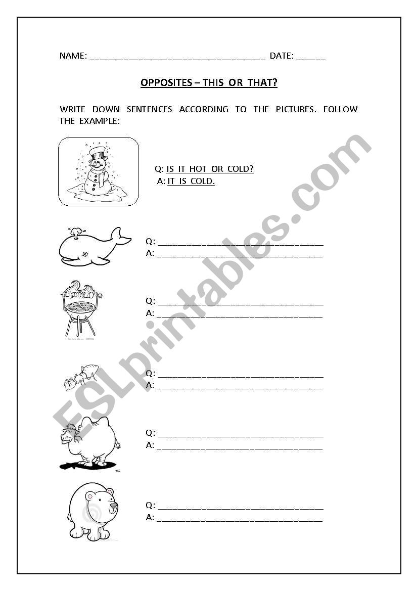 OPPOSITES - THIS OR THAT? worksheet