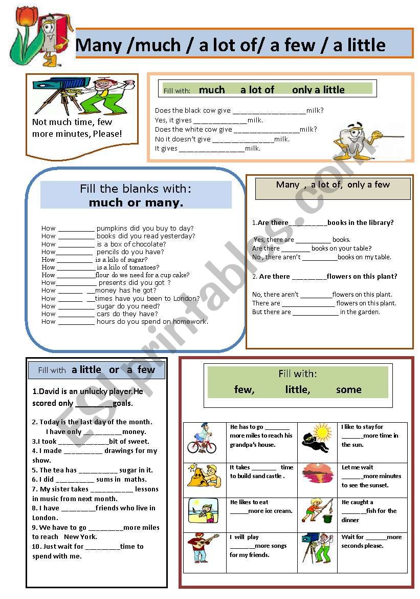 many or much worksheet