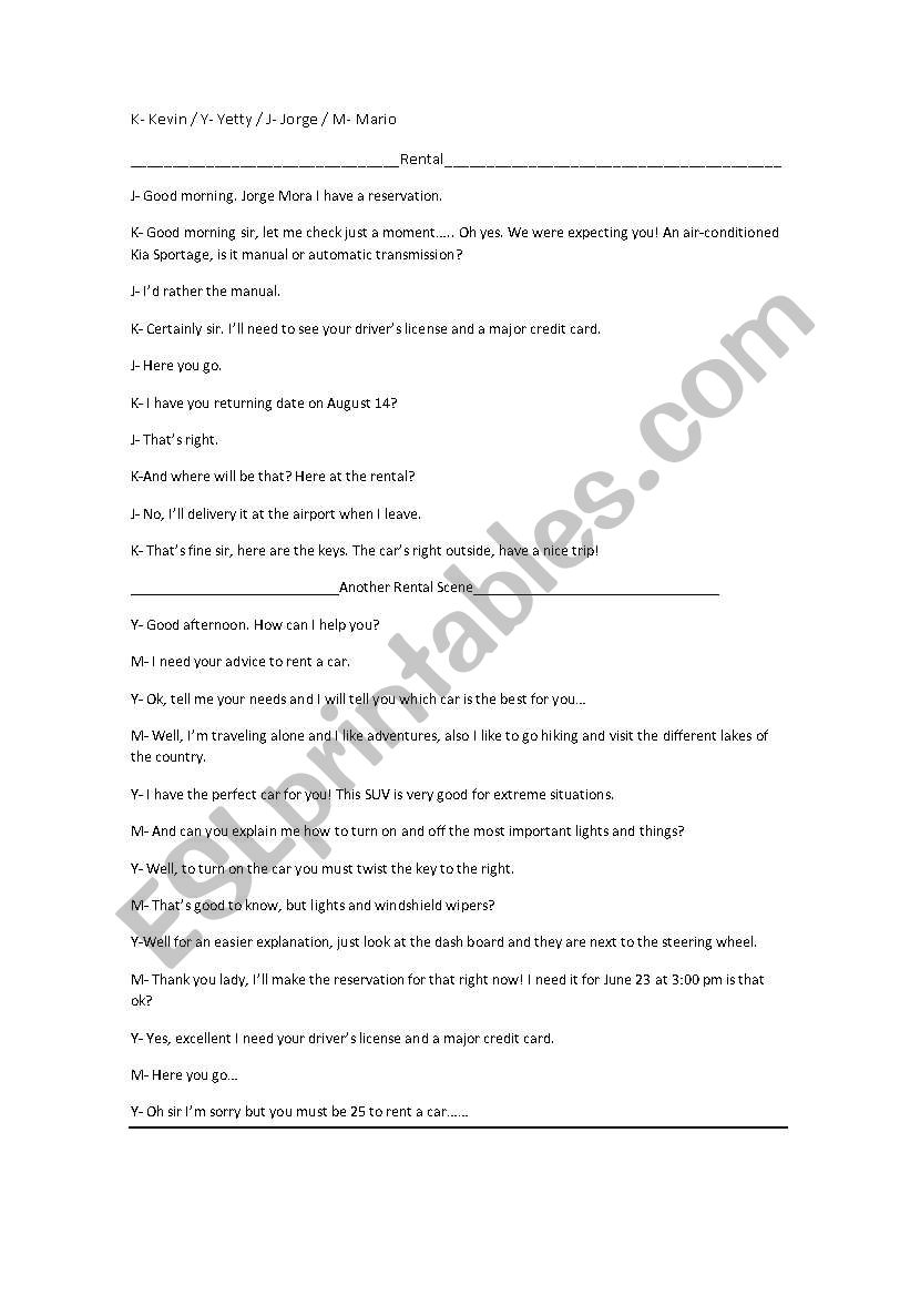 vocabulary cars worksheet