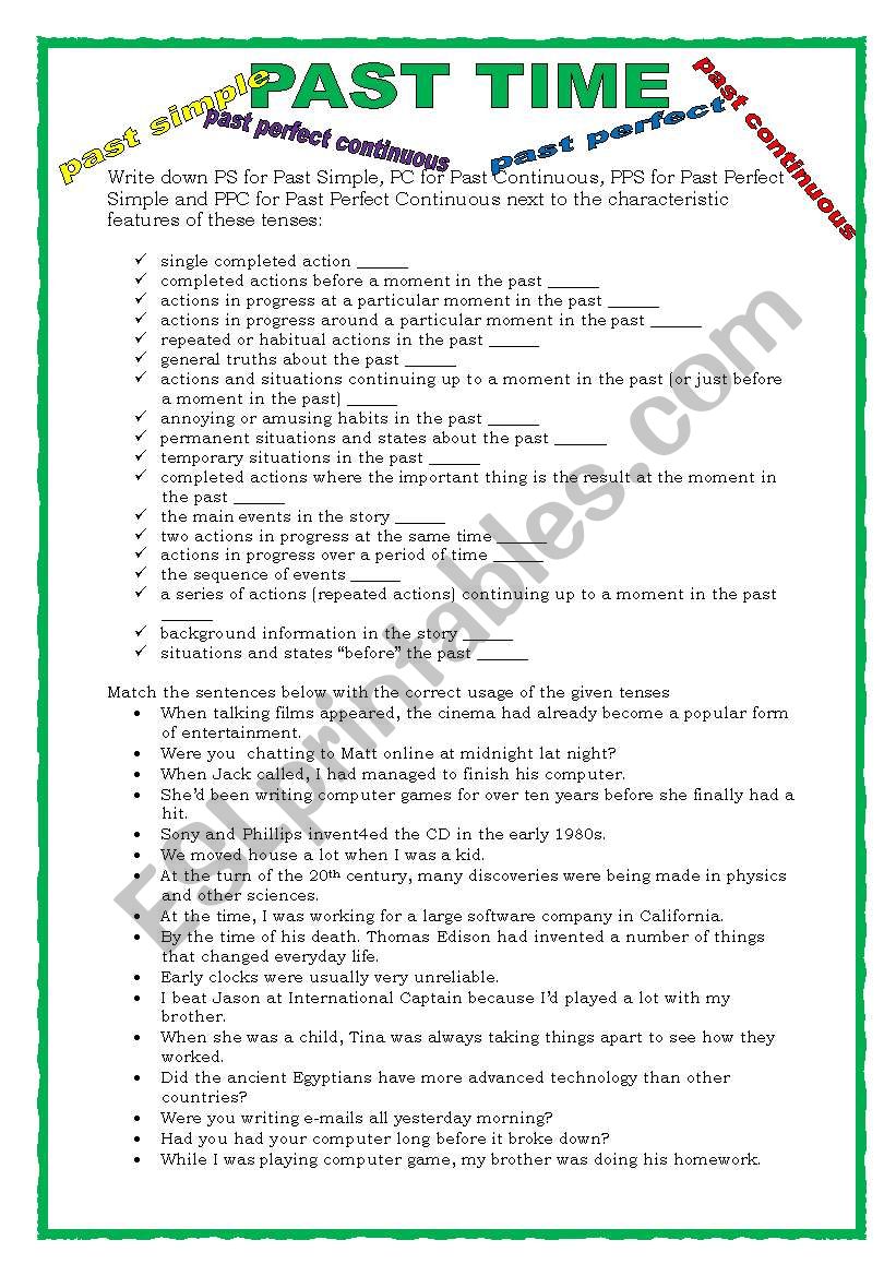 PAST TIME REVISION worksheet