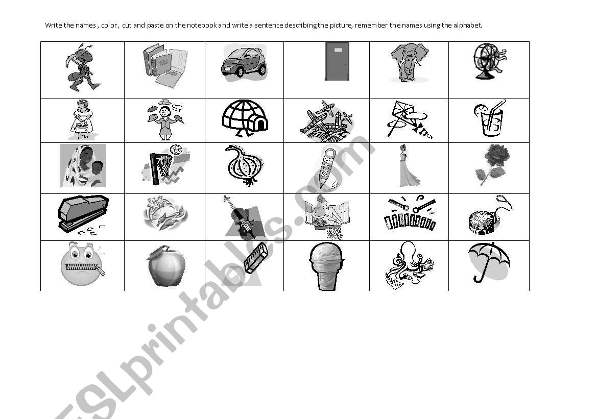 alphabet names worksheet