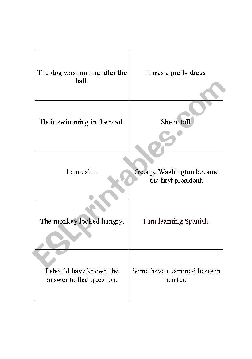 helping verb flash cards worksheet