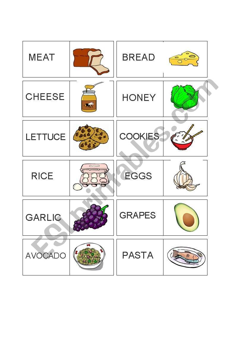 Vocabulary Domino Set Food 1/2