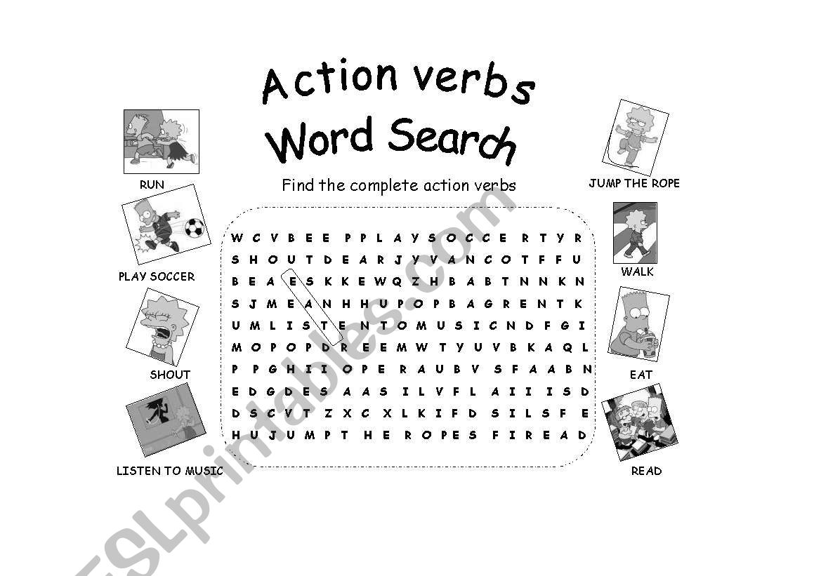 action-verbs-vocabulary-worksheet-for-esl-school-life-songs-and-worksheets-pinterest