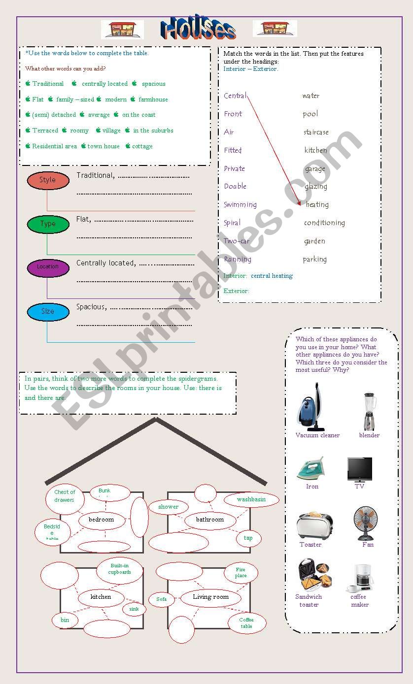 Houses worksheet